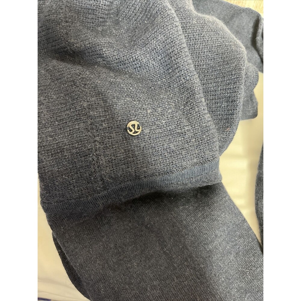 Lululemon Merino Wool-Blend Ribbed Long Sleeve Wrap Sweater Cardigan Blue Sz 8 - Picture 16 of 16
